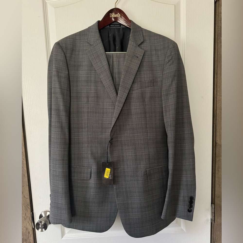 Armani Exchange 44L Gray Suit NWT